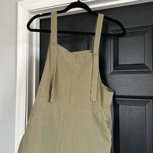Light Olive Romper with adjustable straps & pockets
